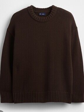 GAP 100% Cotton Oversized Crewneck Sweater in Terra Brown Small Tall